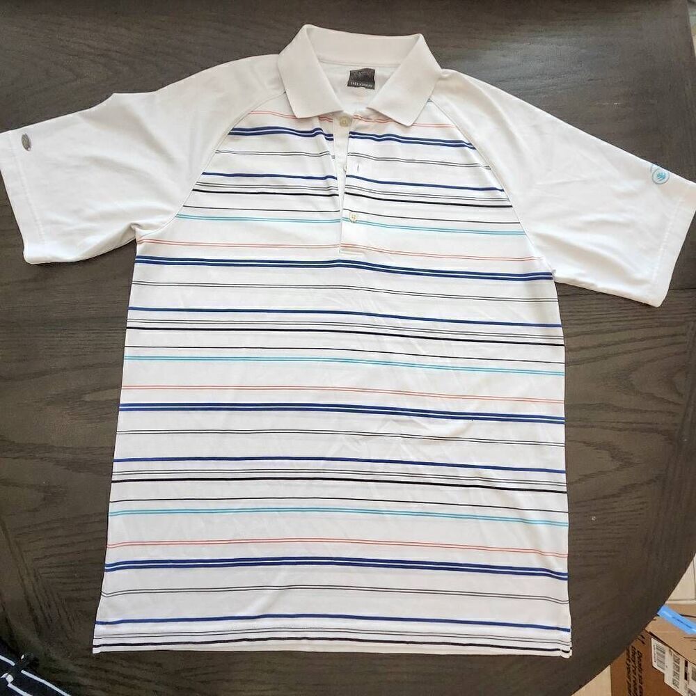 Greg Norman Golf Shirt Striped Men's Size M 100% Polyester